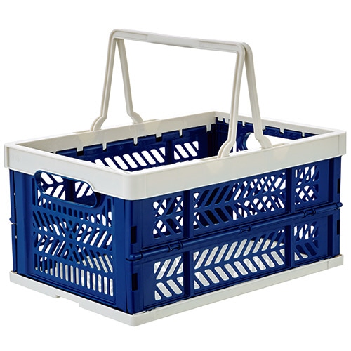 TANOSEE ハンドル付き バスケットオリコン 15L ホワイト/ブルー 1個(ご注文単位1個)【直送品】