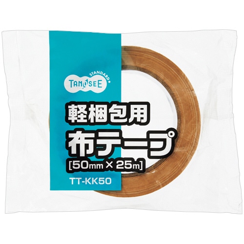 TANOSEE 軽梱包用布テープ 50mm×25m 1巻(ご注文単位1巻)【直送品】