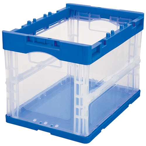 TANOSEE 折りたたみコンテナ 20L ダークブルー/透明 1台(ご注文単位1台)【直送品】