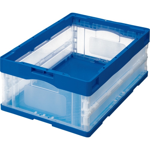 TANOSEE 折りたたみコンテナ 30L ダークブルー/透明 10台/セット(ご注文単位1セット)【直送品】