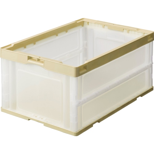 TANOSEE 折りたたみコンテナ 40L アイボリー/透明 10台/セット(ご注文単位1セット)【直送品】