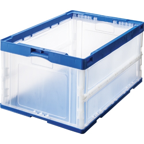 TANOSEE 折りたたみコンテナ 75L ダークブルー/透明 10台/セット(ご注文単位1セット)【直送品】