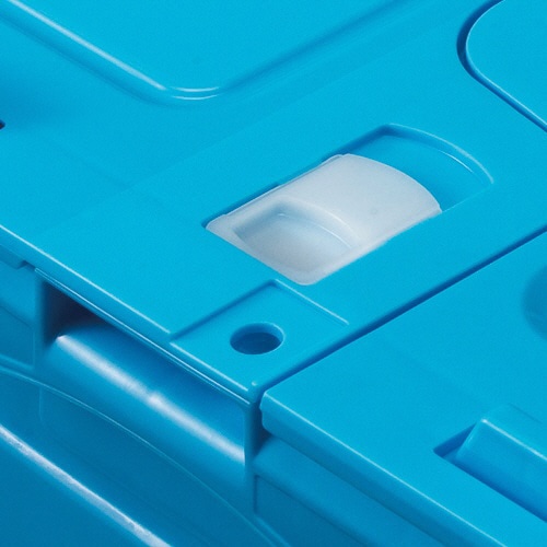 TANOSEE 折りたたみコンテナ フタ一体型 30L ダークブルー/透明 10台/セット（ご注文単位1セット）【直送品】