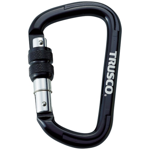 TRUSCO ネジロック付カラビナ 線径10.5mm×110mm ブラック TKNNL1111BK 1個(ご注文単位1個)【直送品】