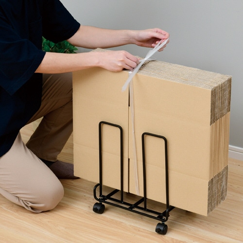 YAMAZEN ダンボール収納ワゴン ブラック RDSW-165(BK) 1台（ご注文単位1台）【直送品】