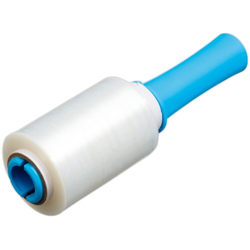 クラフトマン ミニストレッチフィルム ハンディ付 青 0.012mm×100mm×200m CF-MSF-H 1巻（ご注文単位1巻）【直送品】