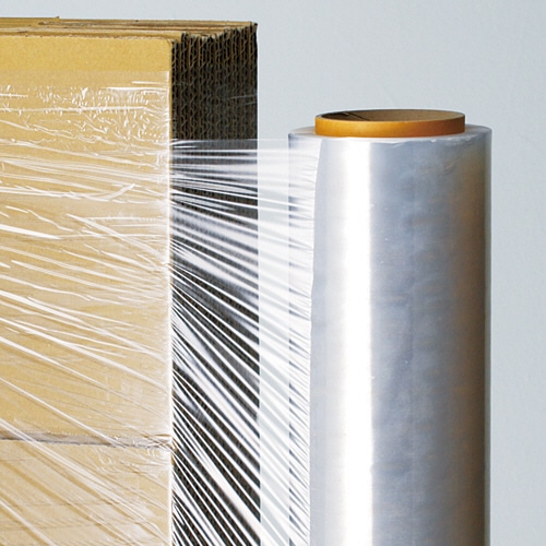 機械巻きストレッチフィルム 20μ 500mm×2000m 1巻(ご注文単位1巻)【直送品】