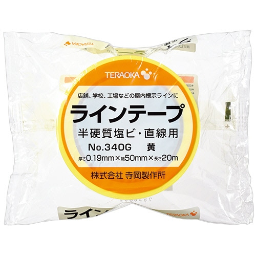寺岡製作所 ラインテープ No.340G 50mm×20m 黄 340Gキ 1巻(ご注文単位1巻)【直送品】