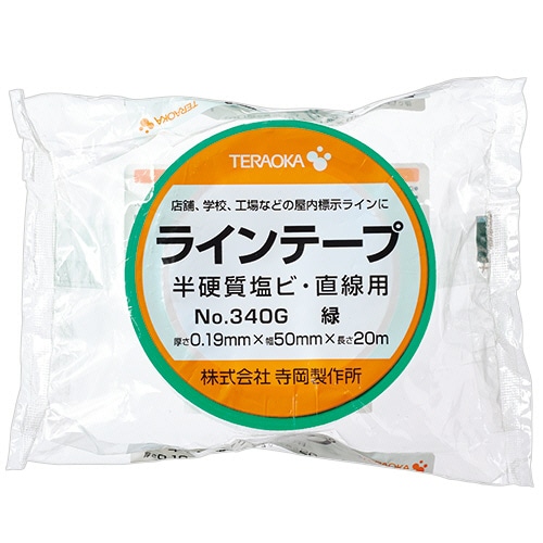 寺岡製作所 ラインテープ No.340G 50mm×20m 緑 340Gミドリ 1巻(ご注文単位1巻)【直送品】