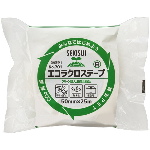 積水化学 エコラクロステープ No.701 50mm×25m 白 N701W13 1巻（ご注文単位1巻）【直送品】