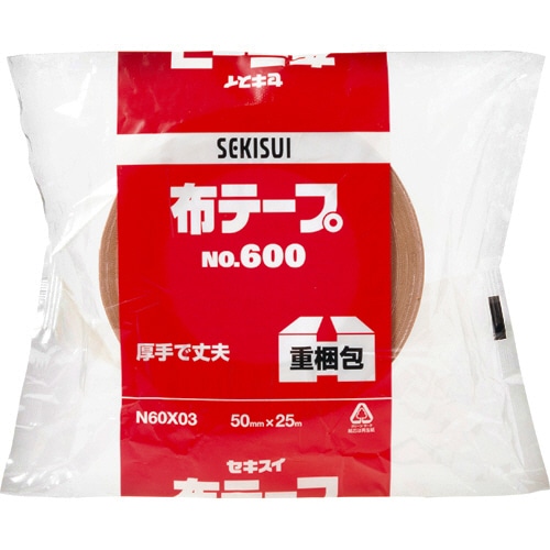 積水化学 布テープ No.600 50mm×25m 黄土色 N60X03 30巻/セット（ご注文単位1セット）【直送品】