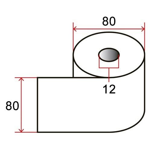 TANOSEE 感熱レジロール紙 ノーマル保存 幅80×直径80mm×長さ80m 厚み約0.062mm 芯内径12mm 3巻/袋(ご注文単位1袋)【直送品】