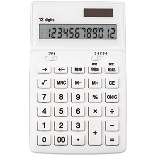 アスカ 抗菌電卓 ホワイト C1249W 1台（ご注文単位1台）【直送品】