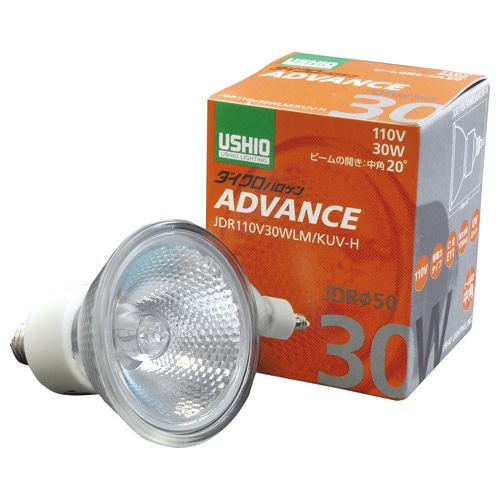 ウシオライティング ダイクロハロゲンアドバンス 30W 中角 E11口金 ミラー付 JDR110V30WLM/KUV-H 10個/セット（ご注文単位1セット）【直送品】