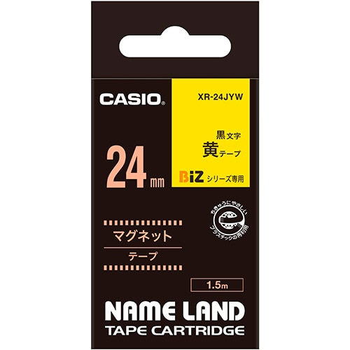カシオ NAME LAND マグネットテープ 24mm×1.5m 黄/黒文字 XR-24JYW 1個(ご注文単位1個)【直送品】