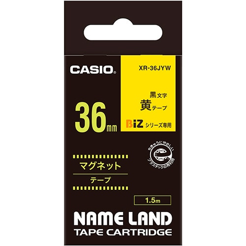 カシオ NAME LAND マグネットテープ 36mm×1.5m 黄/黒文字 XR-36JYW 1個(ご注文単位1個)【直送品】
