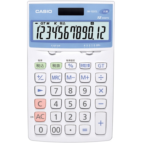 カシオ 抗菌電卓 12桁 ジャストタイプ JW-122CL-N 1台(ご注文単位1台)【直送品】