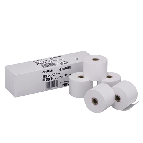 カシオ 電子レジスター用 ロールペーパー 幅45×直径60mm×長さ35m 芯内径12mm RP-4560X5 5個/袋(ご注文単位1袋)【直送品】