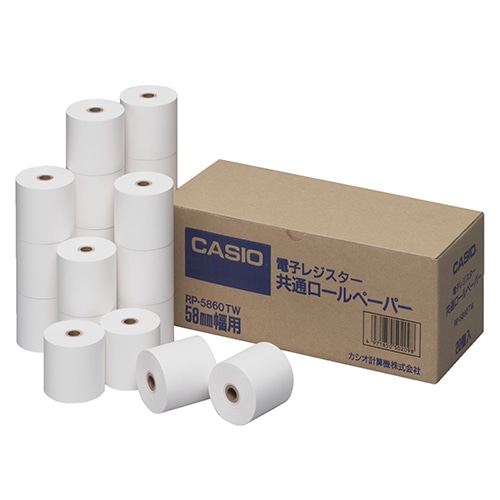 カシオ 電子レジスター用 ロールペーパー 幅58×直径60mm×長さ35m 芯内径12mm RP-5860-TW 20個/袋(ご注文単位1袋)【直送品】