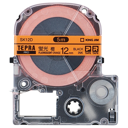 キングジム テプラ PRO テープカートリッジ 12mm 蛍光オレンジ/黒文字 SK12D 1個（ご注文単位1個）【直送品】