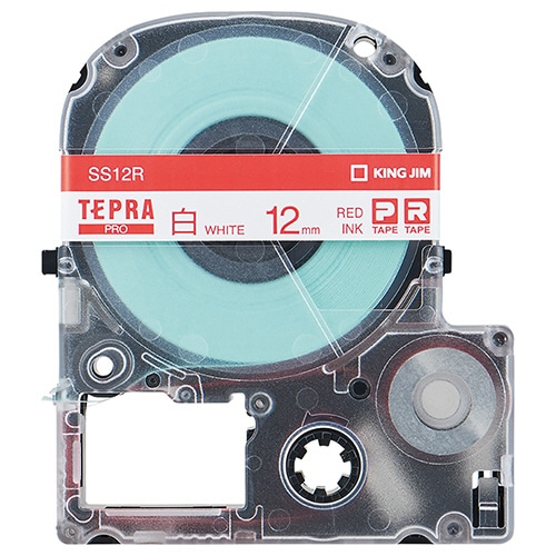 キングジム テプラ PRO テープカートリッジ 12mm 白/赤文字 SS12R 1個（ご注文単位1個）【直送品】