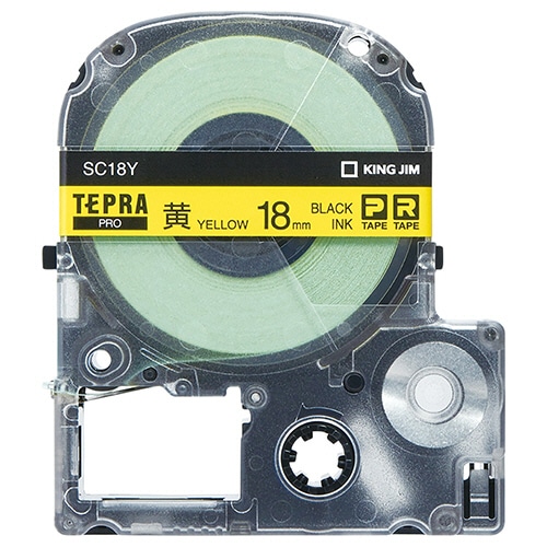 キングジム テプラ PRO テープカートリッジ パステル 18mm 黄/黒文字 SC18Y 1個(ご注文単位1個)【直送品】