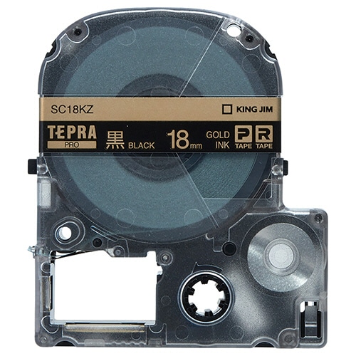 キングジム テプラ PRO テープカートリッジ パステル 18mm 黒/金文字 SC18KZ 1個(ご注文単位1個)【直送品】