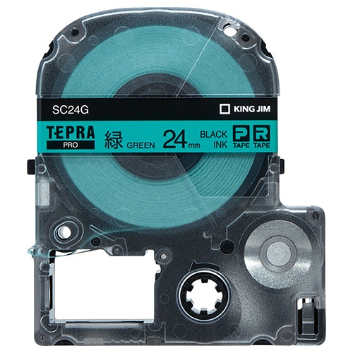 キングジム テプラ PRO テープカートリッジ パステル 24mm 緑/黒文字 SC24G 1個（ご注文単位1個）【直送品】