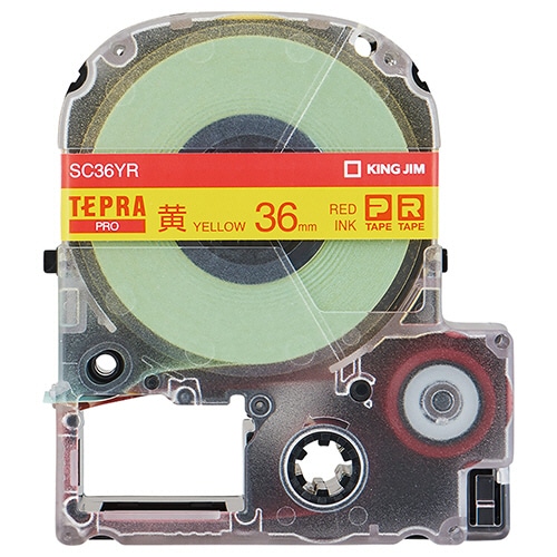 キングジム テプラ PRO テープカートリッジ パステル 36mm 黄/赤文字 SC36YR 1個（ご注文単位1個）【直送品】
