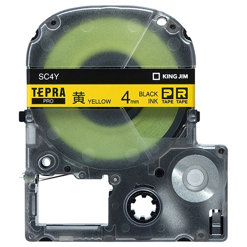 キングジム テプラ PRO テープカートリッジ パステル 4mm 黄/黒文字 SC4Y 1個（ご注文単位1個）【直送品】