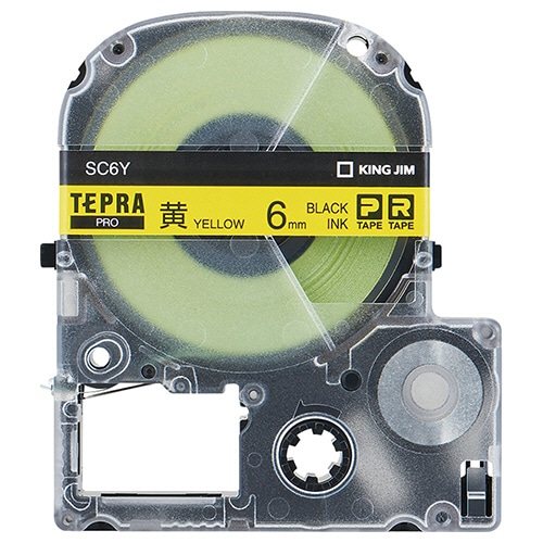キングジム テプラ PRO テープカートリッジ パステル 6mm 黄/黒文字 SC6Y 1個(ご注文単位1個)【直送品】