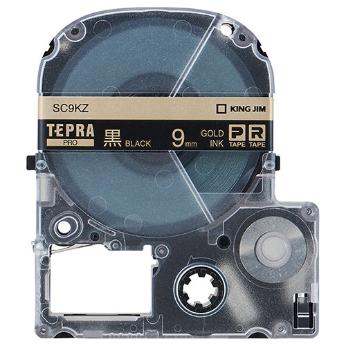 キングジム テプラ PRO テープカートリッジ パステル 9mm 黒/金文字 SC9KZ 1個(ご注文単位1個)【直送品】