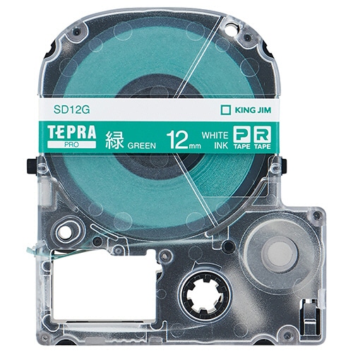 キングジム テプラ PRO テープカートリッジ ビビッド 12mm 緑/白文字 SD12G 1個(ご注文単位1個)【直送品】