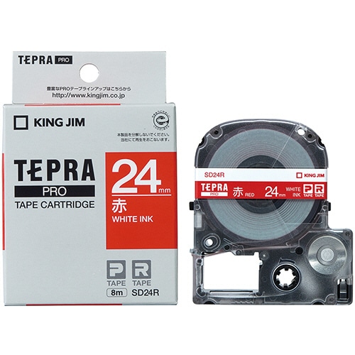 キングジム テプラ PRO テープカートリッジ ビビッド 24mm 赤/白文字 SD24R 1個(ご注文単位1個)【直送品】