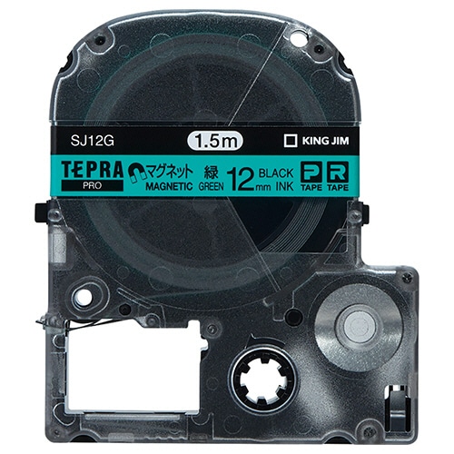 キングジム テプラ PRO テープカートリッジ マグネットテープ 12mm 緑/黒文字 SJ12G 1個(ご注文単位1個)【直送品】