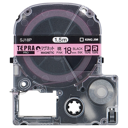 キングジム テプラ PRO テープカートリッジ マグネットテープ 18mm ピンク/黒文字 SJ18P 1個（ご注文単位1個）【直送品】