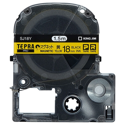 キングジム テプラ PRO テープカートリッジ マグネットテープ 18mm 黄/黒文字 SJ18Y 1個(ご注文単位1個)【直送品】