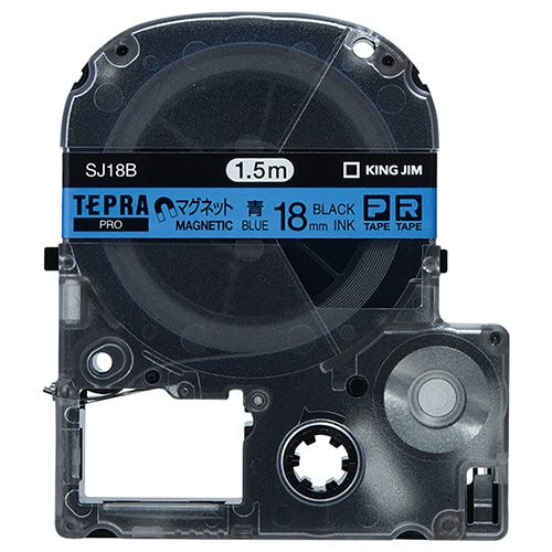 キングジム テプラ PRO テープカートリッジ マグネットテープ 18mm 青/黒文字 SJ18B 1個(ご注文単位1個)【直送品】