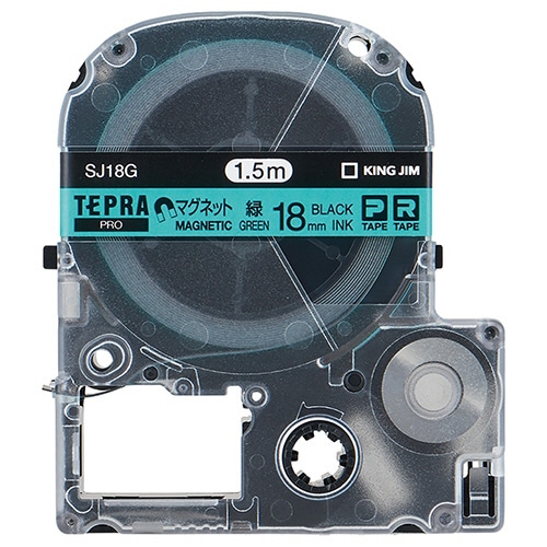 キングジム テプラ PRO テープカートリッジ マグネットテープ 18mm 緑/黒文字 SJ18G 1個(ご注文単位1個)【直送品】