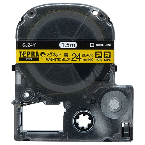 キングジム テプラ PRO テープカートリッジ マグネットテープ 24mm 黄/黒文字 SJ24Y 1個(ご注文単位1個)【直送品】
