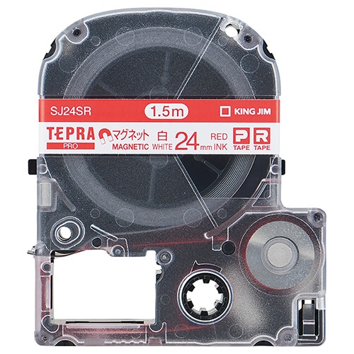 キングジム テプラ PRO テープカートリッジ マグネットテープ 24mm 白/赤文字 SJ24SR 1個（ご注文単位1個）【直送品】