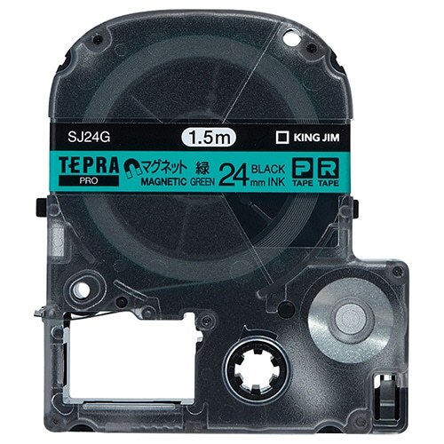 キングジム テプラ PRO テープカートリッジ マグネットテープ 24mm 緑/黒文字 SJ24G 1個(ご注文単位1個)【直送品】