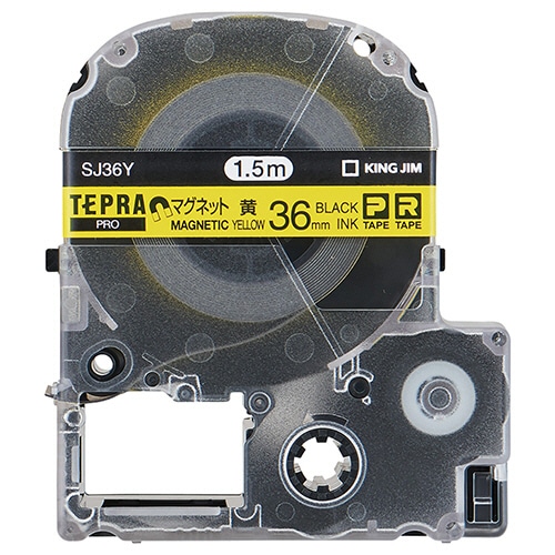 キングジム テプラ PRO テープカートリッジ マグネットテープ 36mm 黄/黒文字 SJ36Y 1個(ご注文単位1個)【直送品】