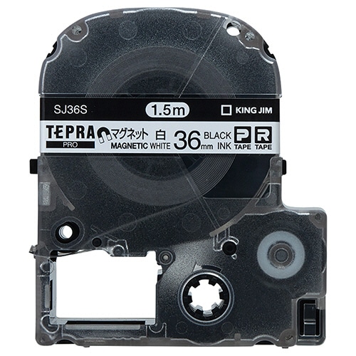 キングジム テプラ PRO テープカートリッジ マグネットテープ 36mm 白/黒文字 SJ36S 1個（ご注文単位1個）【直送品】