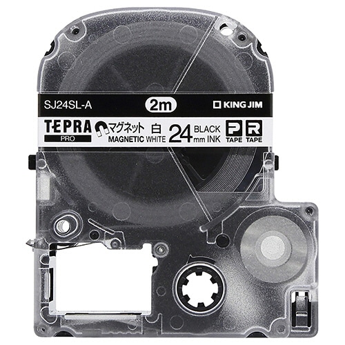 キングジム テプラ PRO テープカートリッジ マグネットテープ ロングタイプ2m巻 24mm 白/黒文字 SJ24SL-A 1個(ご注文単位1個)【直送品】