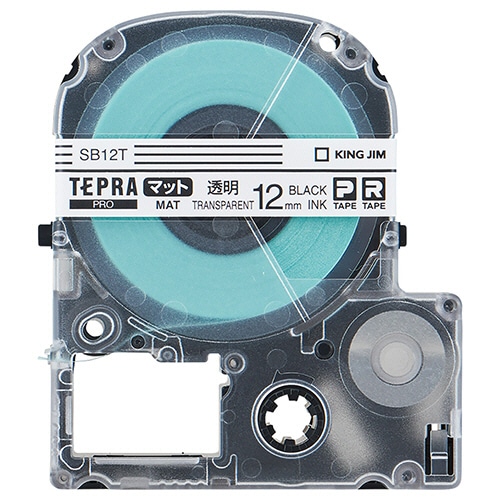 キングジム テプラ PRO テープカートリッジ マットラベル 12mm 透明/黒文字 SB12T 1個(ご注文単位1個)【直送品】