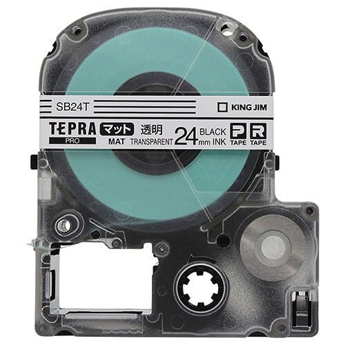 キングジム テプラ PRO テープカートリッジ マットラベル 24mm 透明/黒文字 SB24T 1個(ご注文単位1個)【直送品】