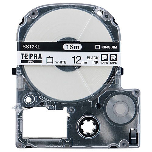 キングジム テプラ PRO テープカートリッジ ロングタイプ 12mm 白/黒文字 SS12KL-5P 5個/袋(ご注文単位1袋)【直送品】