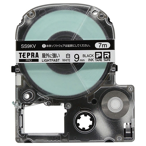 キングジム テプラ PRO テープカートリッジ 屋外に強いラベル 9mm 白/黒文字 SS9KV 1個（ご注文単位1個）【直送品】