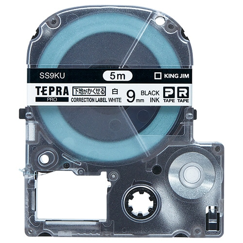 キングジム テプラ PRO テープカートリッジ 下地がかくせるラベル 9mm 白/黒文字 SS9KU 1個（ご注文単位1個）【直送品】